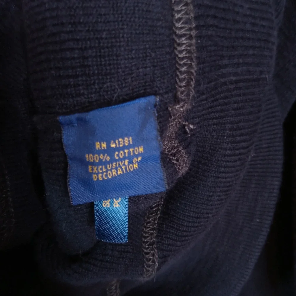 Polo Ralph Lauren Mens Navy Blue 100% Cotton Quarter Zip Polo 67 Sweater L